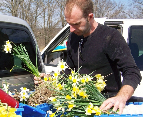 Jason with daffodils